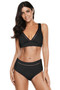 Black V Neck Hollow Out High Waist Bikini