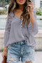 Gray Crochet Lace Button Top