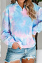 Sky Blue Cotton Tie-dye Mock Neck Zip Sweatshirt