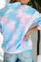 Sky Blue Cotton Tie-dye Mock Neck Zip Sweatshirt