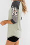 Green Printed Raglan Sleeve Top