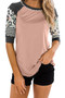 Pink Printed Raglan Sleeve Top