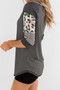 Gray Printed Raglan Sleeve Top