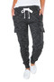 Heathered Black Pocketed Casual Joggers