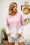 Pink Dip Dye Hooded Lounge Sweatshirt Shorts Set