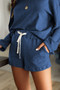 Blue Pocketed Knit Loungewear Set