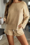 Khaki Pocketed Knit Loungewear Set