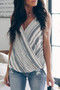 Gray Striped Drape Tank