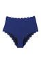 Blue Scalloped Edge High Waist Bikini Panty