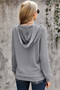 Gray Waffle Knit Hooded Top with Asymmetrical Button Detail