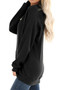 Black Waffle Knit Hooded Top with Asymmetrical Button Detail