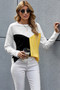 Yellow Color Block Splicing O-Neck Blouse