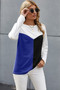 Blue Color Block Splicing O-Neck Blouse