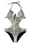 Leopard Printed Halter Hollow Out Monokini