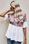 Camo Print Patchwork Short Sleeve Casual Top