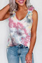 Pink Tie Dye Ruffled V-Neck Tank