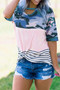 Camo Pink Striped Patchwork Tee