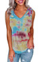 Yellow Tie Dye Ruffled V-Neck Tank