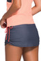 Gray Side-Tie Ruched Skirt Orange Brief Swim Bottom