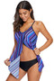 Purple Blue Striped Flyaway Drape Tankini Top