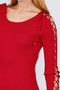 Long Sleeve W/strappy Detail Round Neck Rib Sweater Top