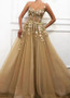 Glamorous A-line Spaghetti Straps Flower Wedding Dresses Prom Dresses P01144