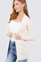 Long Sleeve Rib Banded Open Sweater Cardigan W/pockets