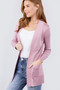 Long Sleeve Rib Banded Open Sweater Cardigan W/pockets