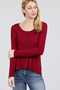 Long Sleeve Round Neck Button Detail Rib Knit Top