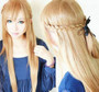 Sword Art Online Asuna Yuuki Braided Long Pale Gold Brown 80cm Cosplay Wig