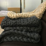 Hand Chunky Knitted Blanket - Thick Yarn Wool