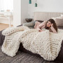 Hand Chunky Knitted Blanket - Thick Yarn Wool