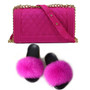 SIZE 6 - Fluffy Fur Slippers & Jelly Crossbody Bag Set