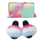 SIZE 6 - Fluffy Fur Slippers & Jelly Crossbody Bag Set