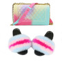 SIZE 6 - Fluffy Fur Slippers & Jelly Crossbody Bag Set