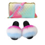 SIZE 7 - Fluffy Fur Slippers & Jelly Crossbody Bag Set