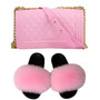 SIZE 7 - Fluffy Fur Slippers & Jelly Crossbody Bag Set