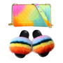 SIZE 8 - Fluffy Fur Slippers & Jelly Crossbody Bag Set