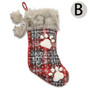 2Pcs/Bag/Christmas Dog Paw Socks/Pet Socks/Fur Collar Lattice English Socks/Christmas Tree Pendants/Christmas Decorations