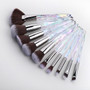 FLD 10Pcs Crystal Makeup Brushes Set Powder Foundation Fan Brush Eye Shadow Eyebrow Professional Blush Makeup Brush Tools