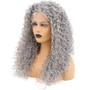 Kinky Curly Long Grey Synthetic Wig with Free Part
