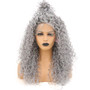 Kinky Curly Long Grey Synthetic Wig with Free Part