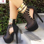 Thin Heels Sandals Rivets High Heels Sexy Sandals Shoes Woman Plus Size 20