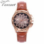 Rose Gold Flower Rhinestone Watch Luxury