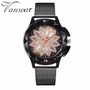 Rose Gold Flower Rhinestone Watch Luxury