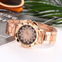 Rose Gold Flower Rhinestone Watch Luxury