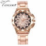 Rose Gold Flower Rhinestone Watch Luxury