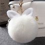 Pom Pom Keychains Fake Rabbit fur ball key chain porte clef pompom de fourrure fluffy Bag Charms bunny keychain Keyring