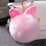 Pom Pom Keychains Fake Rabbit fur ball key chain porte clef pompom de fourrure fluffy Bag Charms bunny keychain Keyring