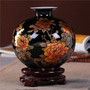 Black Porcelain Crystal Glaze Flower Vase Home Decor Handmade Shining Famille Rose Vases
